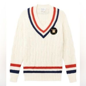 Rowing Blazers Cream Wool USA Cricket Tennis Sweater - XXL